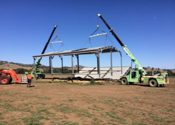 Dual franna lift and mobile of hay shed for local farmer